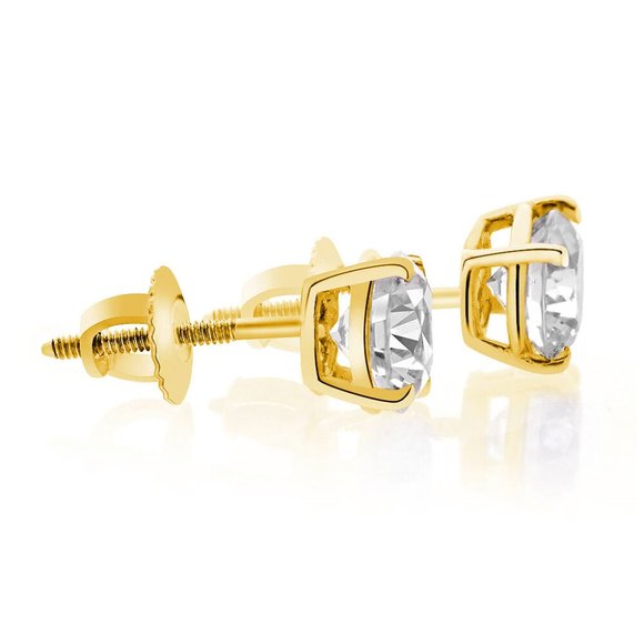 3.50 Ct. Tw. Round Brilliant Cut Stud Solid 14k Gold Earrings - Picture 3 of 12